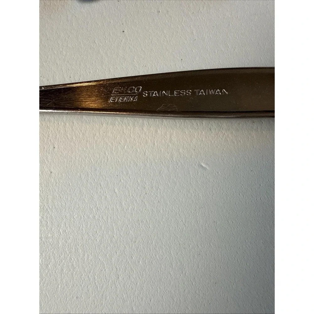 Vintage Ekco Eterna Rose Cotillion Stainless 8 Teaspoon Plus Extras Made Taiwan